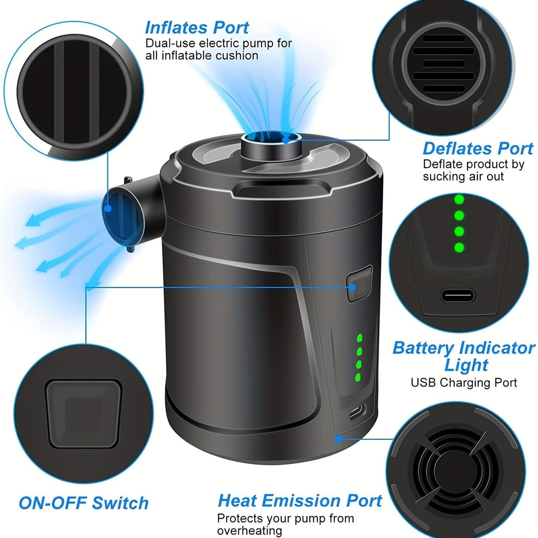 BowLift | Rechargeable Wireless Mini Electric Air Pump - Lightweight USB Pump for Outdoor Use, Inflates Air Mattresses and More
