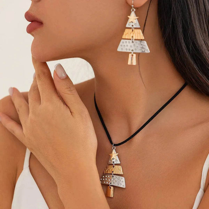 BowLift | Christmas Tree Necklace And Earrings Fashion Pendant Necklace Suit