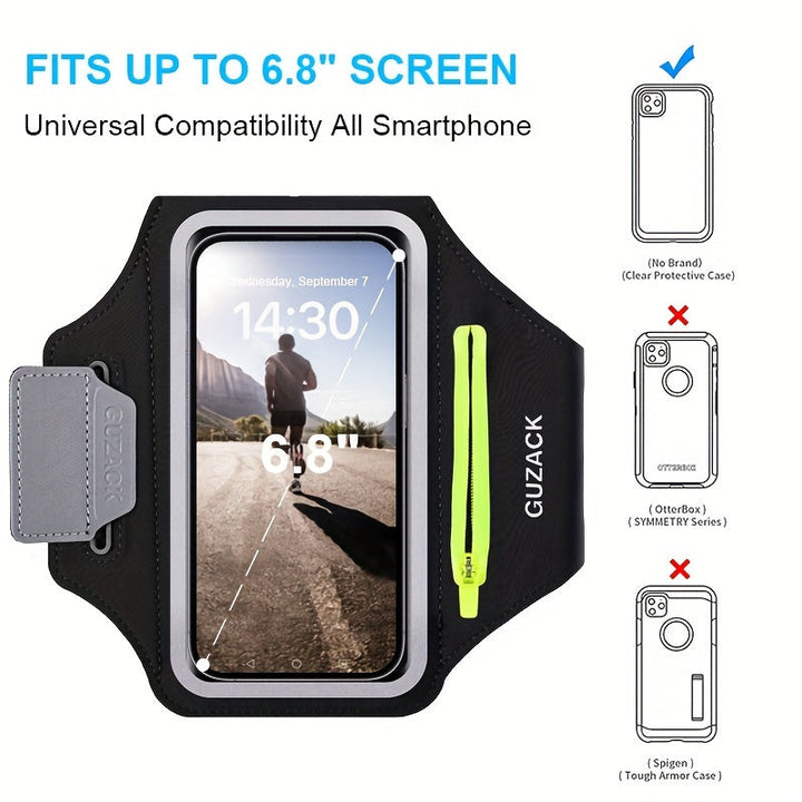 BowLift | Adjustable Running Phone Holder with Earbud Compartment – Suitable for Arm Circumference of 26-42 cm, Compatible with iPhone and Galaxy