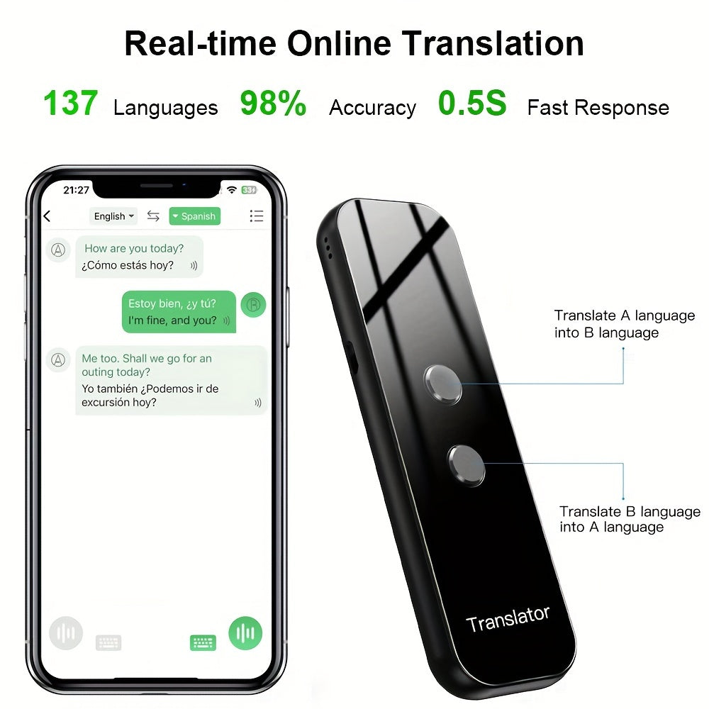 BowLift | Portable Two-Way Language Translator with Built-In Wi-Fi and Rechargeable USB Battery - Compact Travel Device for Effortless Communication