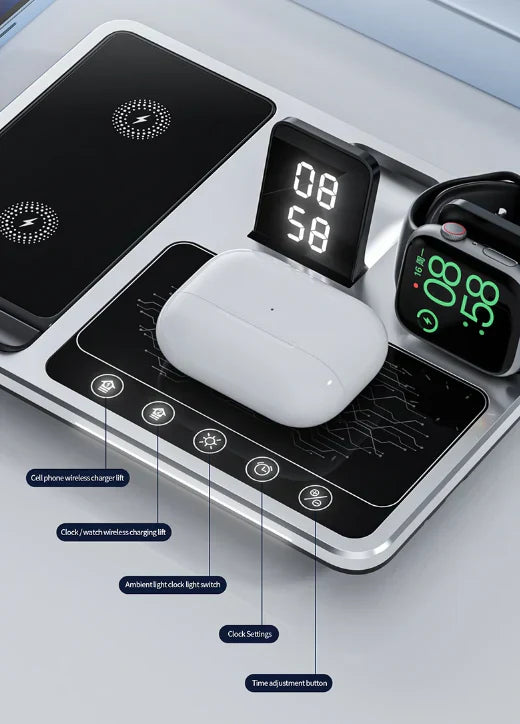 BowLift | EasyCharge - 4-in-1 Wireless Charging Station for iPhone, Apple Watch and AirPods - Fast and Efficient Charger