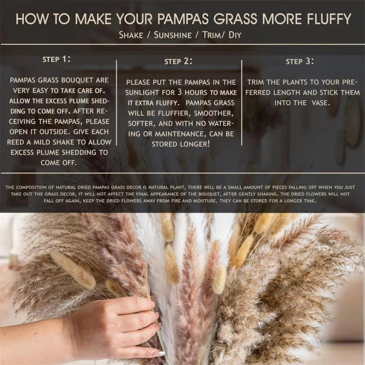 BowLift | 105pcs Natural Dried Flowers Pampas Grass Bouquet