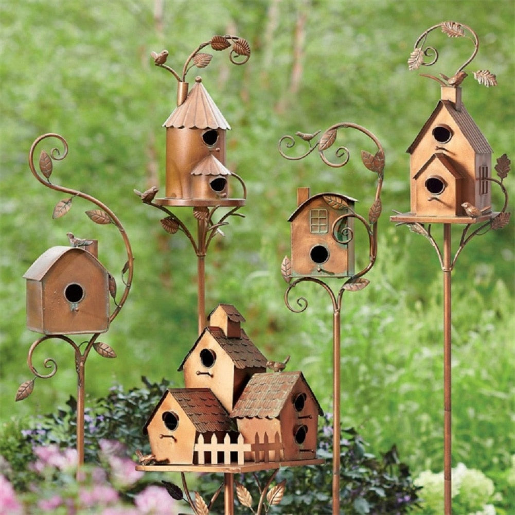 BowLift | FeatherNest Metal Art Birdhouse on Garden Stake