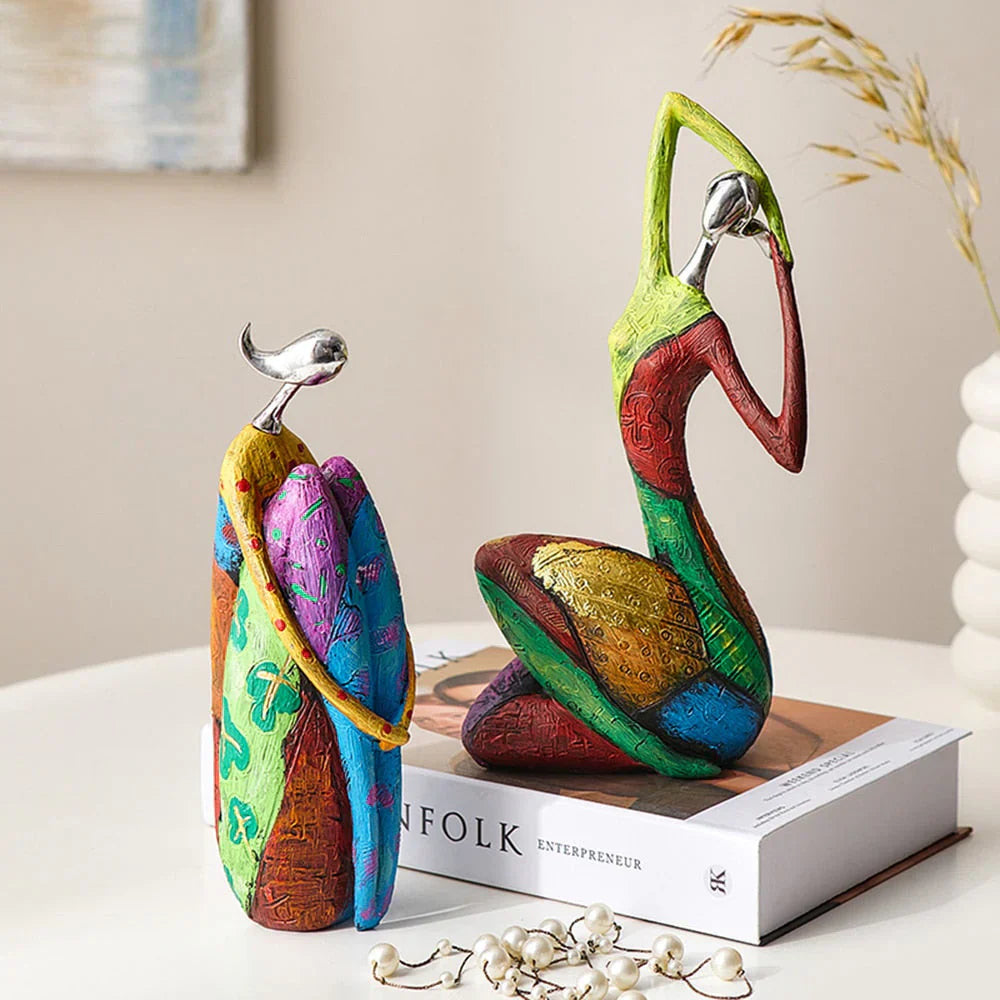 BowLift | Modern Abstract Woman Sculptures – Handcrafted Colourful Resin Art for Home Decor