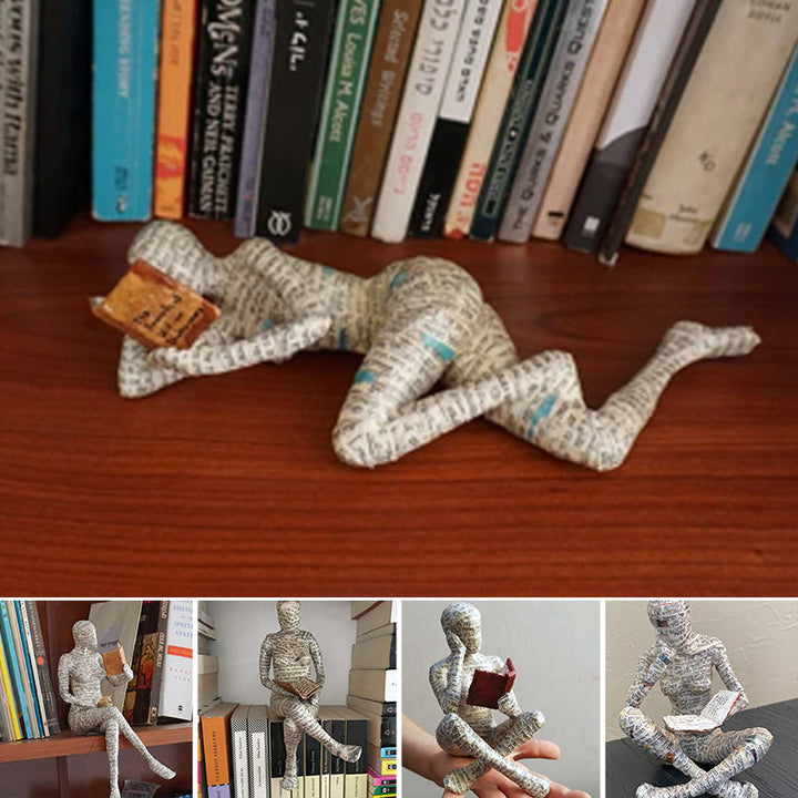 Resin Modern Reading Woman Statue Ornament in The Shape of a Scholar | Bowlift