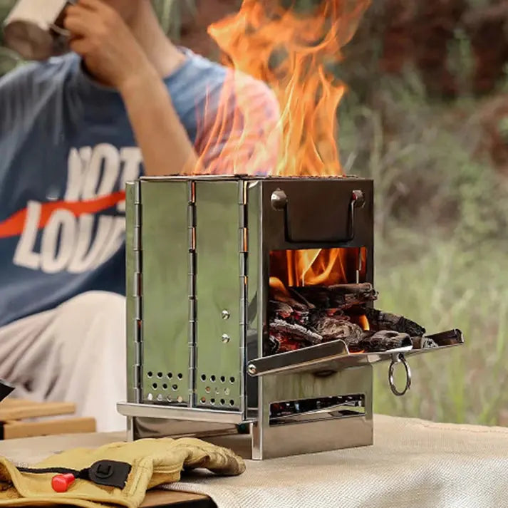BowLift | Foldable Stainless Steel Wood Stove - TrailFlame