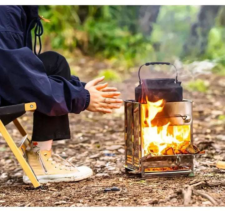 BowLift | Foldable Stainless Steel Wood Stove - TrailFlame
