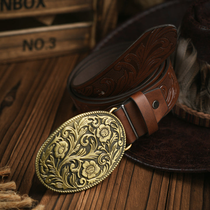 BowLift | Men's belt in Western style – Vegan leather belt with robust metal buckle