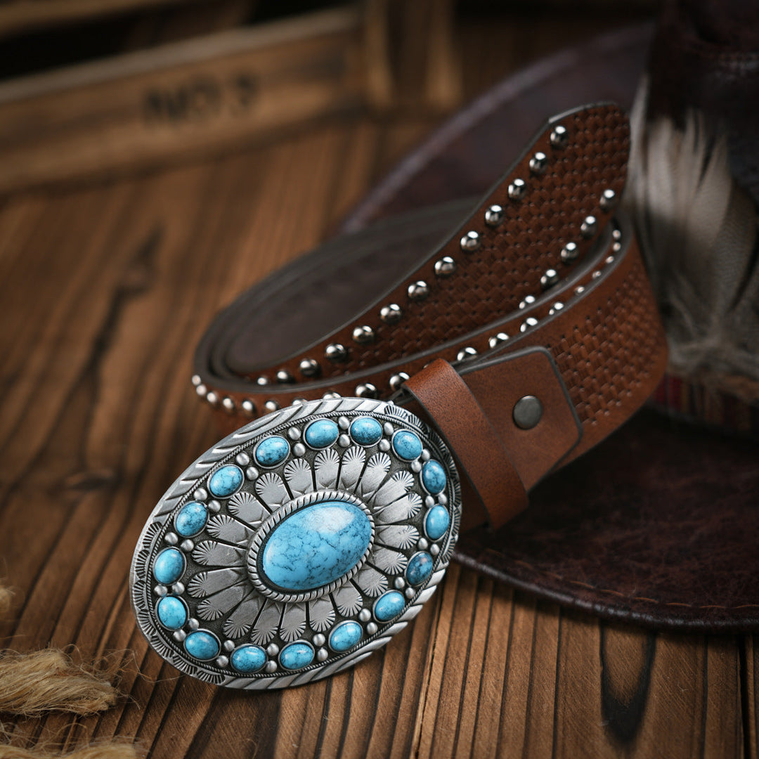 BowLift | Men's belt in Western style – Vegan leather belt with robust metal buckle