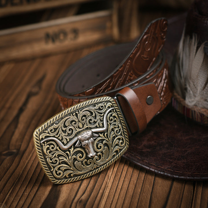BowLift | Men's belt in Western style – Vegan leather belt with robust metal buckle