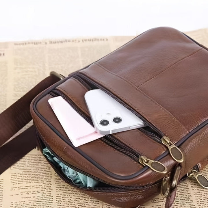 BowLift | Men’s Leather Shoulder Bag | Genuine Cowhide Crossbody | Adjustable Strap
