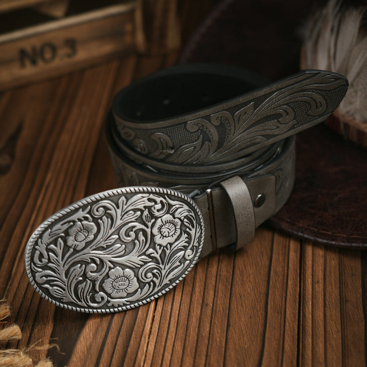 BowLift | Men's belt in Western style – Vegan leather belt with robust metal buckle
