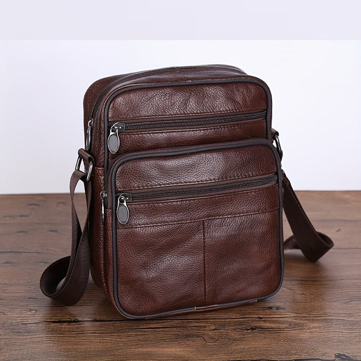 Leather Men's Shoulder Bag – Spacious Cowhide Bag with Adjustable Strap | Bowlift