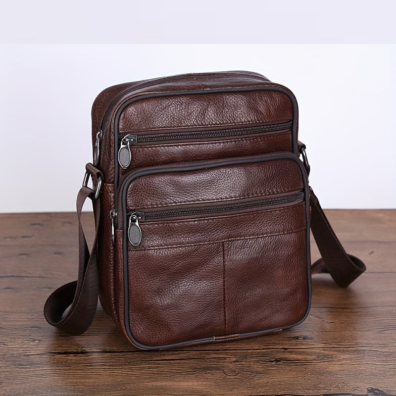 BowLift | Men’s Leather Shoulder Bag | Genuine Cowhide Crossbody | Adjustable Strap