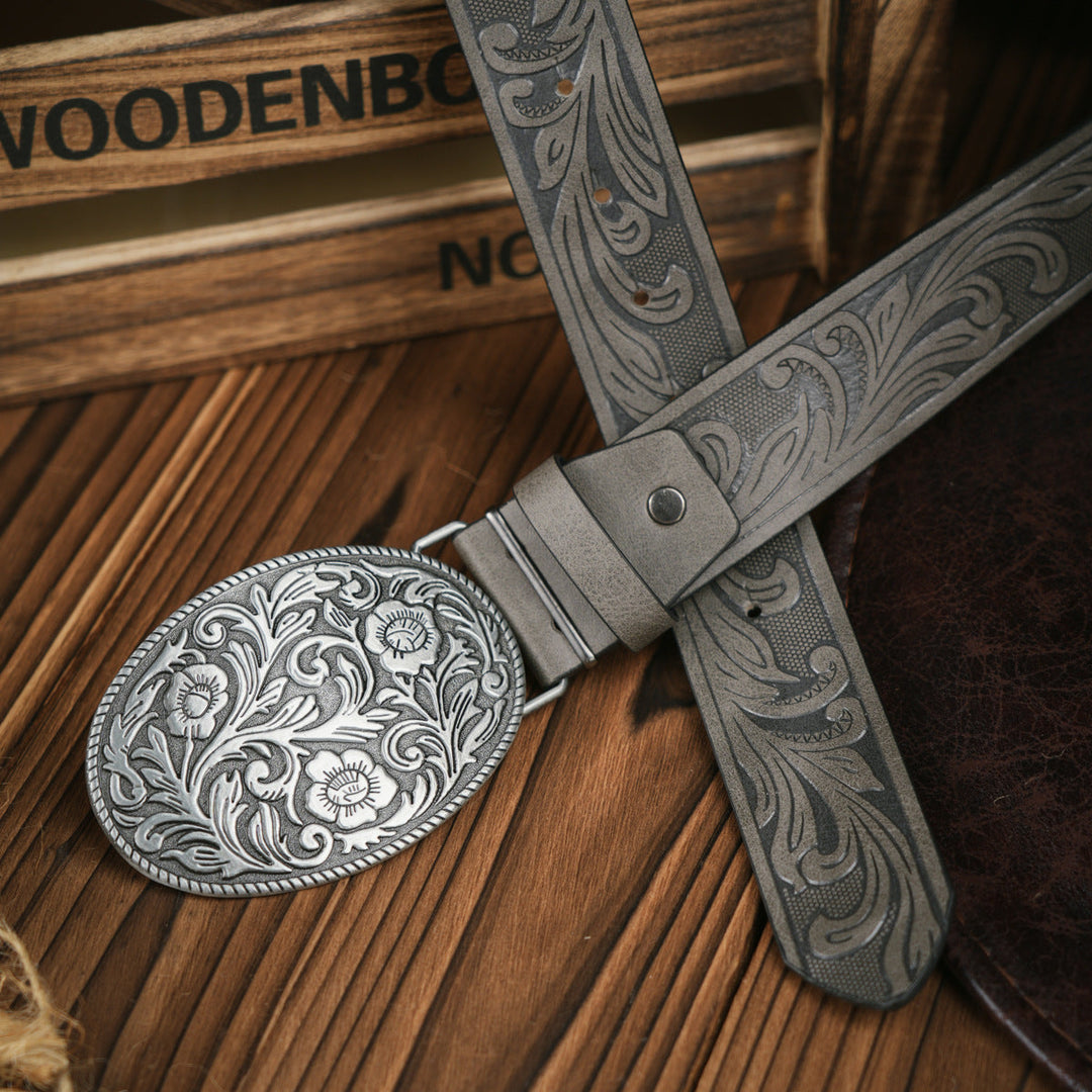 BowLift | Men's belt in Western style – Vegan leather belt with robust metal buckle