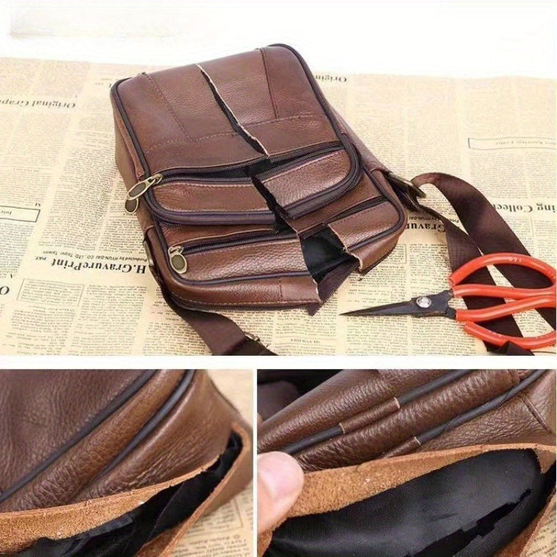 BowLift | Leather Men’s Shoulder Bag – Spacious Cowhide Bag with Adjustable Strap