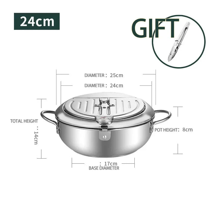 Frying Pot Stainless Steel Induction Temperature Control Mini Fryer Pan | Bowlift