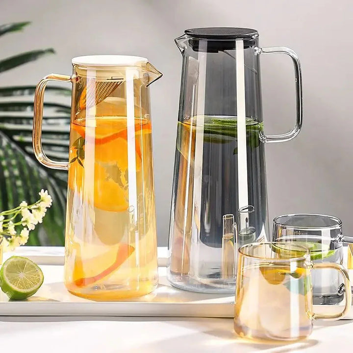 Glass Pitcher with Lid Easy Clean Heat Resistant Glass Water Jug | Bowlift
