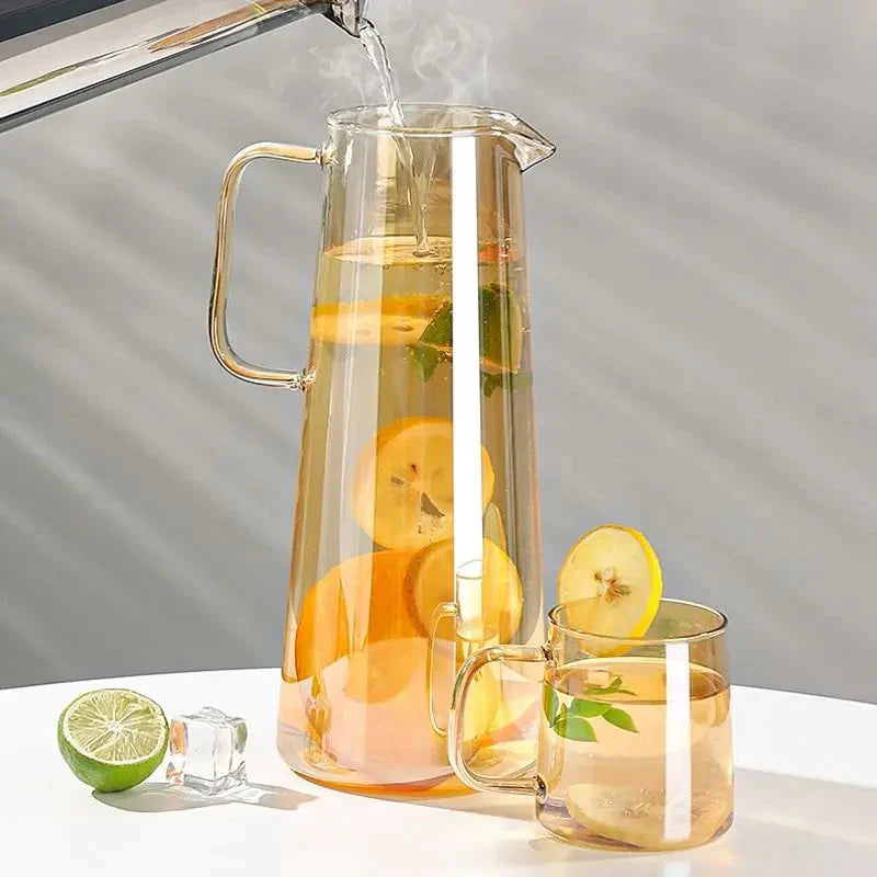 Glass Pitcher with Lid Easy Clean Heat Resistant Glass Water Jug | Bowlift