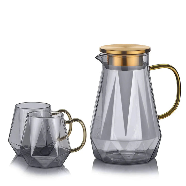 Glass Water Bottle Kettle Gradient Diamond Shaped Water Kettle Water Cups | Bowlift