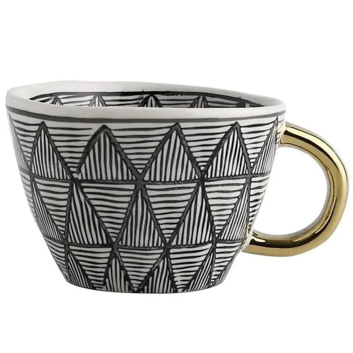 BowLift | Hand‑Painted Ceramic Mug with Gold Handle
