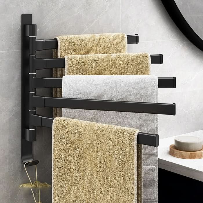 BowLift | Towelix – 5-Arm Black Metal Towel Rack