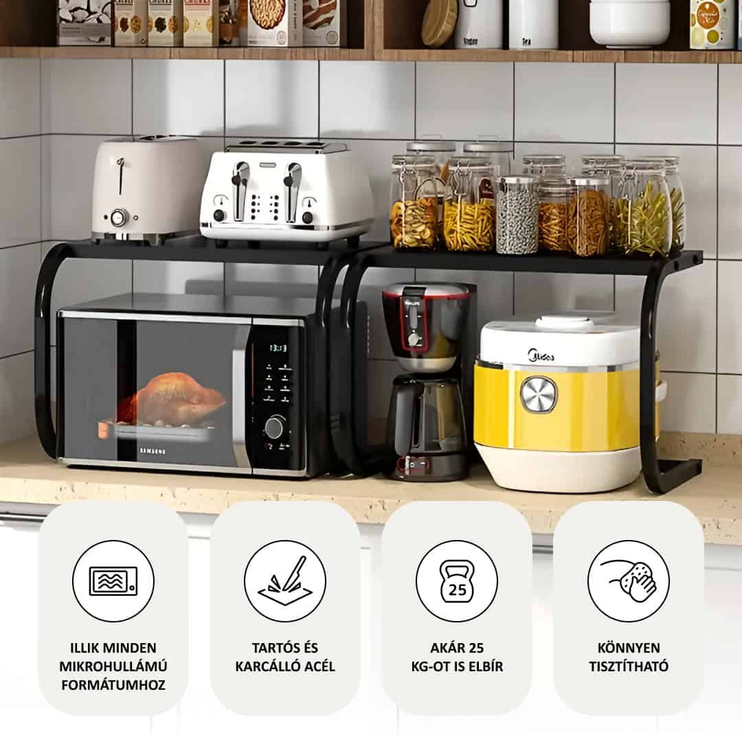 SpaceRack™ Kitchen Shelf 2 Levels Without Drilling | Bowlift