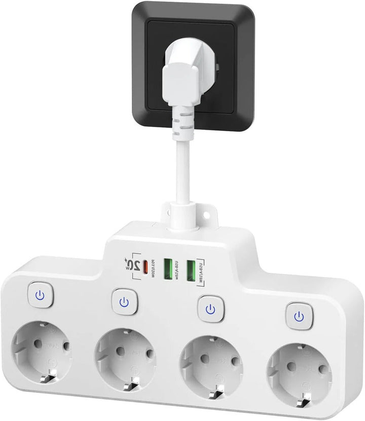 BowLift | Wall Mounted Power Strip with Independent Switch 2 USB A and 1 USB C