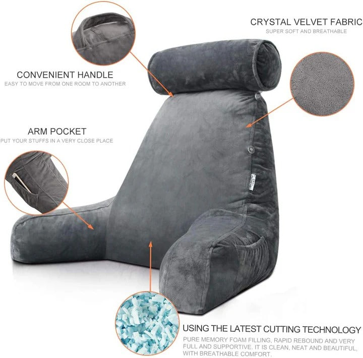 BowLift | Upright Reading Pillow – Bed Rest Cushion with Arm Support