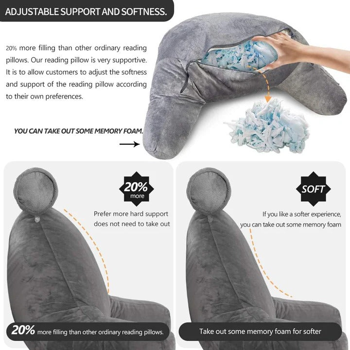 BowLift | Upright Reading Pillow – Bed Rest Cushion with Arm Support