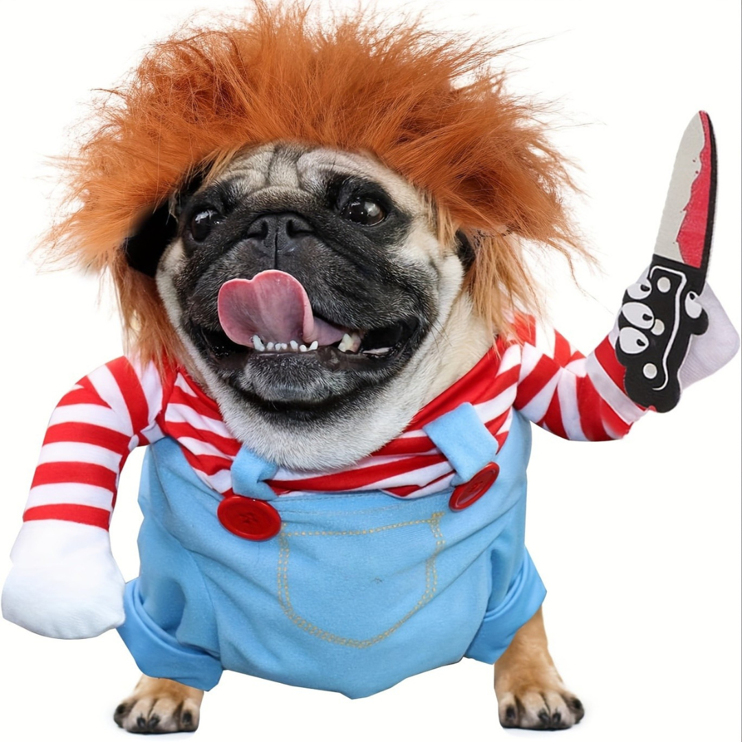 BowLift | Dog Halloween Costume Plush Funny Outfit | Scary Doll Design