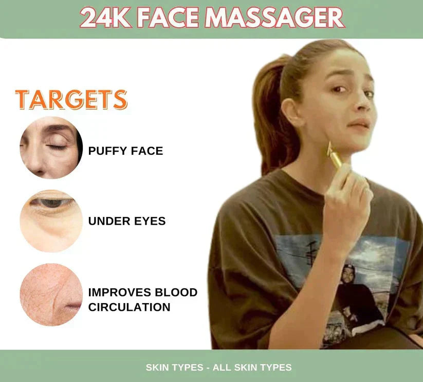 BowLift | GildedGlow Luxe Face Massage Roller | Revitalize your skin with an electric massage tool with 24K gold for a radiant complexion