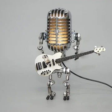 BowLift | Vintage Metal Microphone Robot With Guitar Lamp