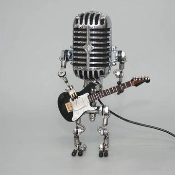 BowLift | Vintage Metal Microphone Robot With Guitar Lamp