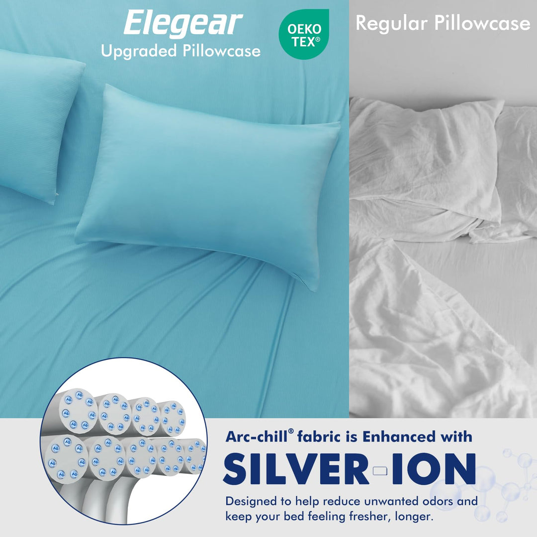 3.0 Cooling Pillowcase – Silver Ion Freshness, Dual-Sided Cool Touch, Ultra-Light & Breathable for Hot Sleepers-Blue | Bowlift