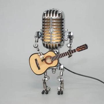 BowLift | Vintage Metal Microphone Robot With Guitar Lamp