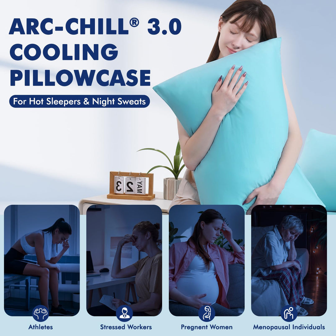 3.0 Cooling Pillowcase – Silver Ion Freshness, Dual-Sided Cool Touch, Ultra-Light & Breathable for Hot Sleepers-Blue | Bowlift