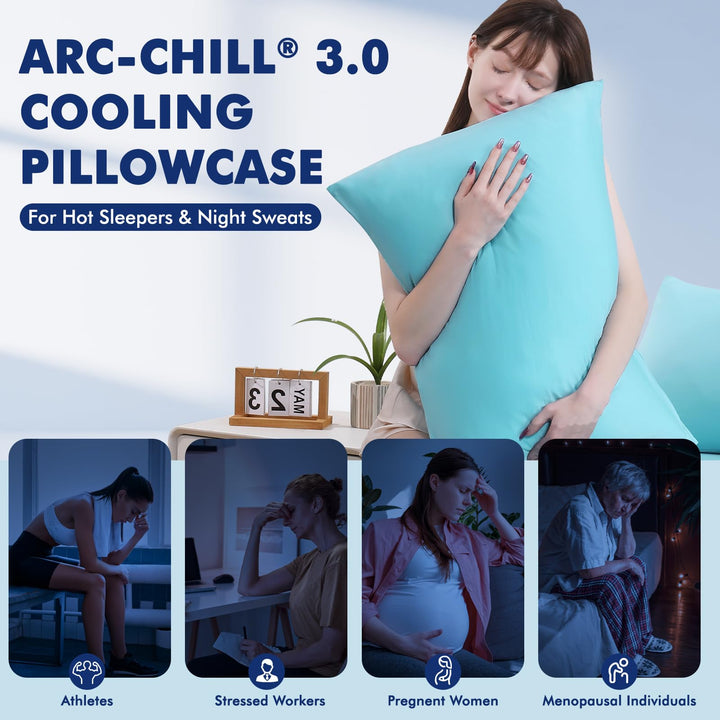 3.0 Cooling Pillowcase – Silver Ion Freshness, Dual-Sided Cool Touch, Ultra-Light & Breathable for Hot Sleepers-Blue | Bowlift