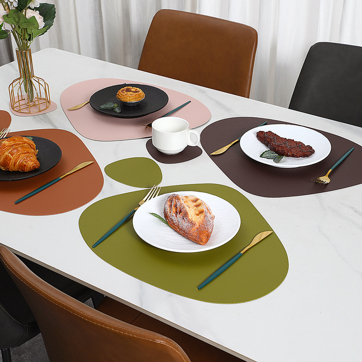BowLift | Reversible Waterproof Faux Leather Dining Table Placemat Set
