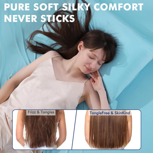 3.0 Cooling Pillowcase – Silver Ion Freshness, Dual-Sided Cool Touch, Ultra-Light & Breathable for Hot Sleepers-Blue | Bowlift