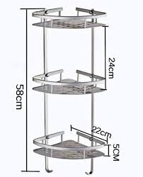 3 Tier Aluminum Bathroom Corner Shelf – Silver Bowlift
