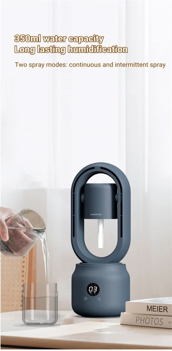 BowLift | Portable fan without blades with humidifier and night light for refreshing comfort