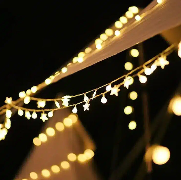 LED string lights 4 meters with stars - Solar powered - | Bowlift