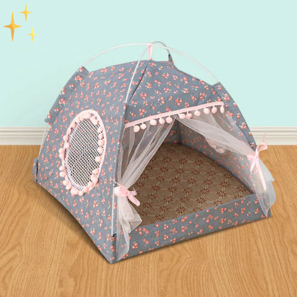 Cozy Retreat Pet Tent with CurtainS Bowlift