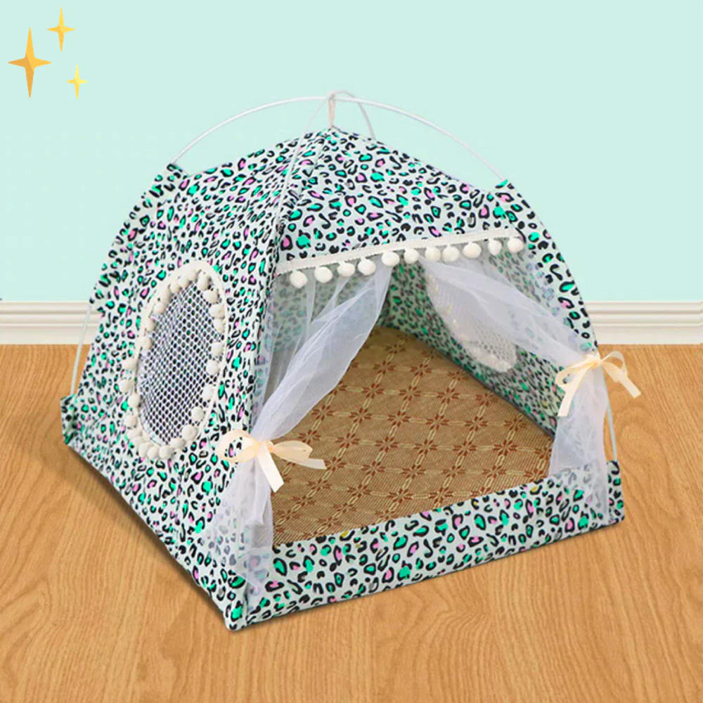 Cozy Retreat Pet Tent with CurtainS Bowlift