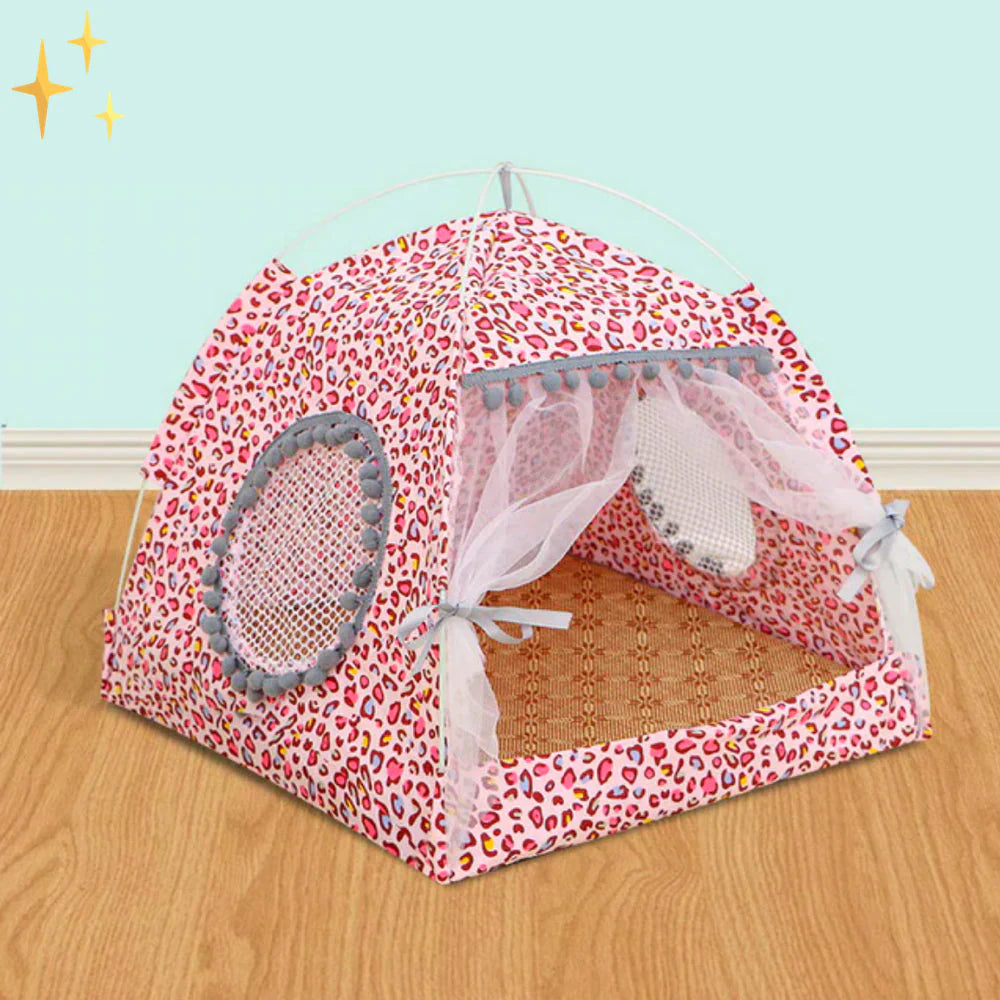 Cozy Retreat Pet Tent with CurtainS Bowlift