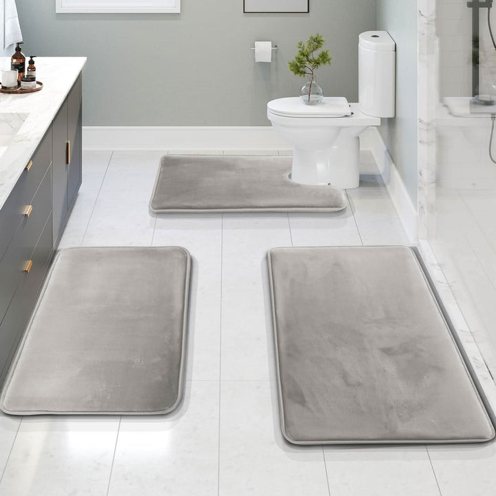 BowLift | Velvet Memory Foam Bath Mat Set – Non-Slip & Quick-Dry (3 Pieces)