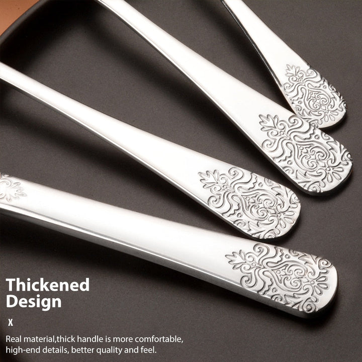 Luxury Cutlery Sets Silverware Kit Vintage Carved Tableware Set | Bowlift