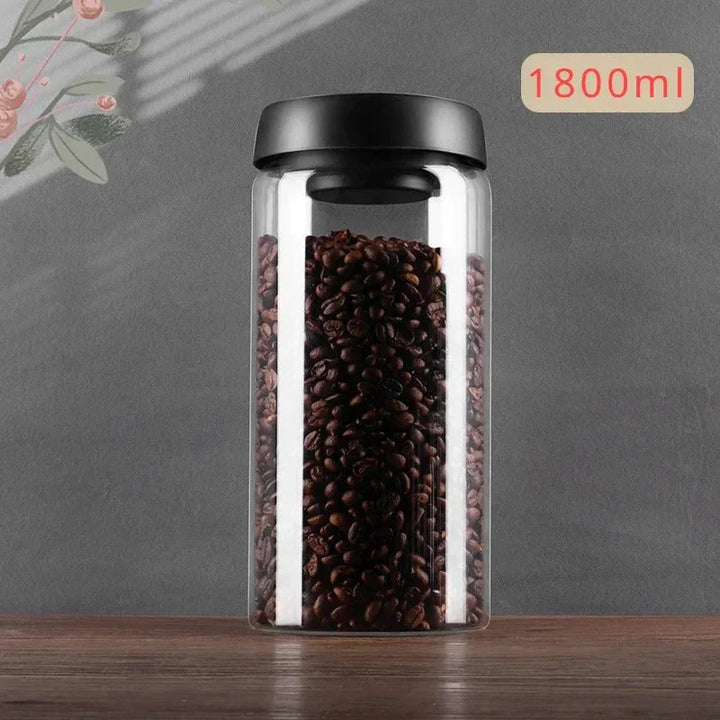 BowLift | Glass coffee bean storage container with aroma protection lid for long-lasting freshness