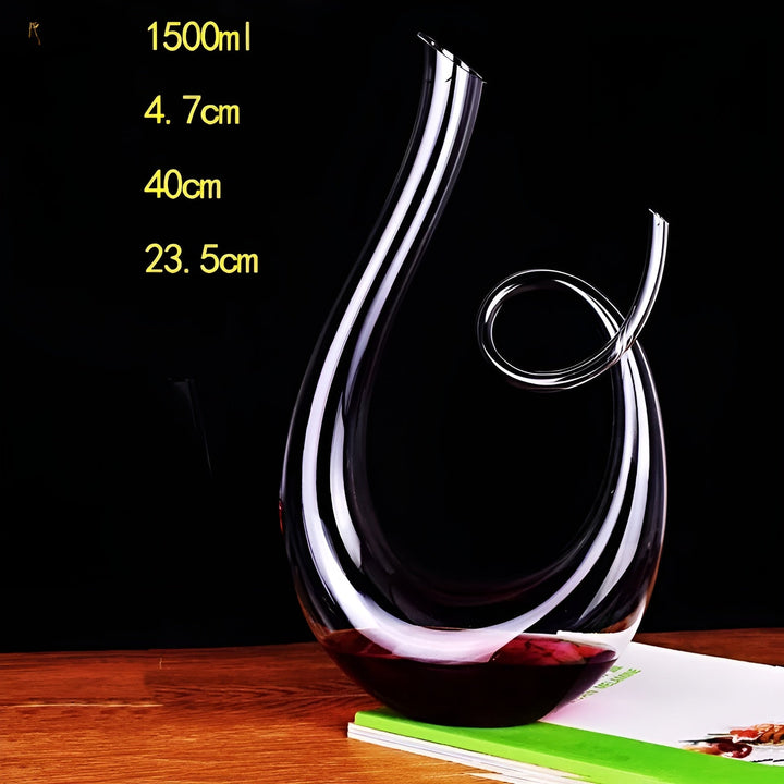 Crystal wine decanter in snail shape – Lead-free for wine or cognac | Decorative for home & bar | Bowlift
